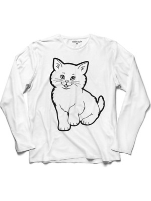 Kendim Seçtim Sevimli Gülen Kedi Smıle Cat Uzun Kollu Sweatshirt