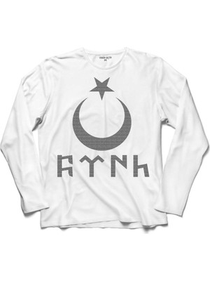 Kendim Seçtim Türk Bayrağı Göktürkçe Ay Yıldız Hilal Uzun Kollu Sweatshirt