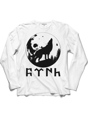 Kendim Seçtim Tsk Göktürkçe Eski Türk Bozkurt Wolf Kurt Kafa. Uzun Kollu Sweatshirt