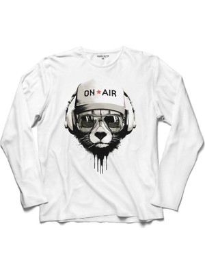 Kendim Seçtim Bear On Air Music Kulaklık Müzik Dinleyen Ayı Uzun Kollu Sweatshirt