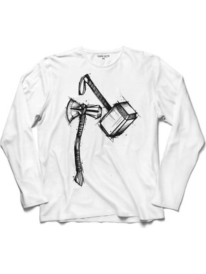 Kendim Seçtim Kaptan Amaerika Captaın Amerıca Thor Tokmak Uzun Kollu Sweatshirt