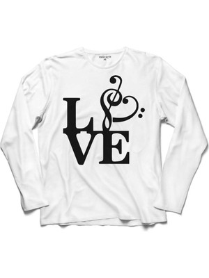 Kendim Seçtim Music Love Müzik Nota Seviyorum Sol Anahtarı Uzun Kollu Sweatshirt