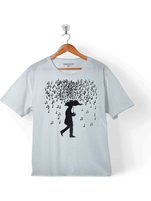 Kendim Seçtim Playıng Music In The Raın Nota Yağmuru Şemsiye Çocuk T-Shirt