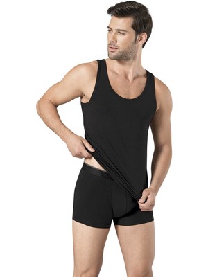 Pierre Cardin Yazılı Erkek Stretch Atlet Boxer Çamaşır Takımı Siyah