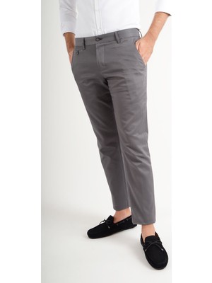 Luppo Club Kroko Kumaş Slim Fit Gri Erkek Pantolon Riva