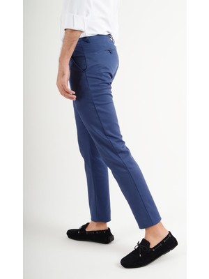 Luppo Club Kroko Kumaş Slim Fit Indigo Erkek Pantolon Riva