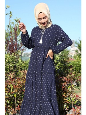 Bigdart 1627 Yaka Bağcıklı Tesettür Elbise