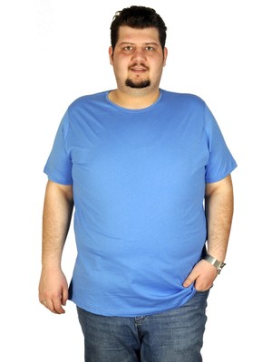 ModeXL Büyük Beden Erkek Tshirt Bisiklet Yaka Basic 20031 Saks