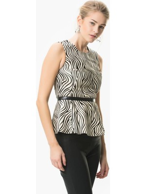 Roman Zebra Desenli Deri Bluz-K1859119-089