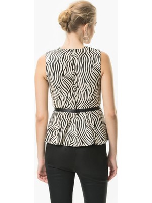 Roman Zebra Desenli Deri Bluz-K1859119-089