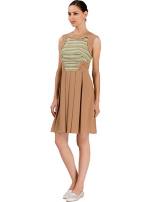 Roman Pile Detaylı Elbise-Y1421011-050