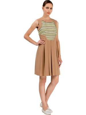 Roman Pile Detaylı Elbise-Y1421011-050