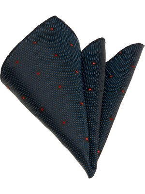 Exve Exclusive Lacivert Kırmızı Kareli Cep Yaka Mendili