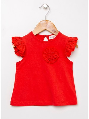 Mammaramma Kız Bebek Baskılı Kırmızı T-Shirt