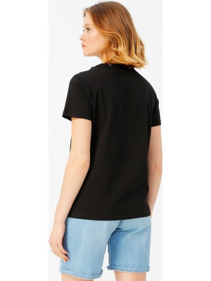National Geographic Kadın Siyah Bisiklet Yaka T-Shirt