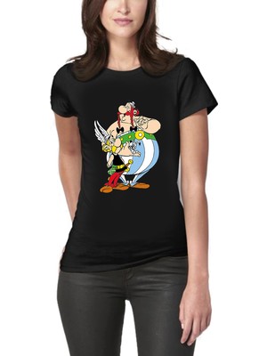 Art T-Shirt Asterix Baskılı Tasarım Kadın T-Shirt