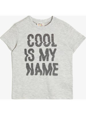 Koton Erkek Çocuk Slogan Baskılı Pamuklu Kısa Kollu Tişört Bisiklet Yaka Günlük Stil