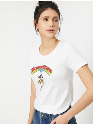 Koton Kadın Wonder Woman Lisanslı Baskılı T-shirt