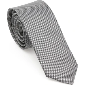 Gri Oxford Model Mendilli Slim Kravat-Brianze