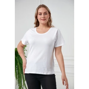 Bisiklet Yaka Büyük Beden Beyaz T-Shirt