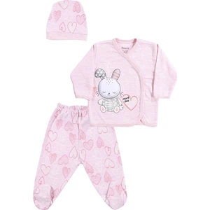 Tavşan Desenli 3 Parça Oluşan Kız Pijama Takımı