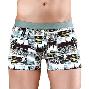 4480 Erkek Likralı Desenli Boxer