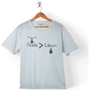 Kendim Seçtim Nikola Tesla Büyüktür Edison Doğru Ac Dc Akım Çocuk T-Shirt