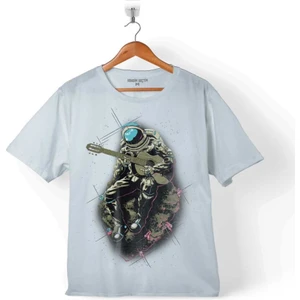 Kendim Seçtim Uzayda Gitar Çalan Astronot Cosmos Galaksi Çocuk T-Shirt