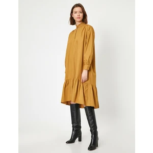 Kadın Poplin Yüksek Yakalı Maxi Elbise