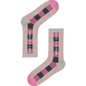 Gri - Çok Renkli Kız Çocuk Weird Soket Çorap