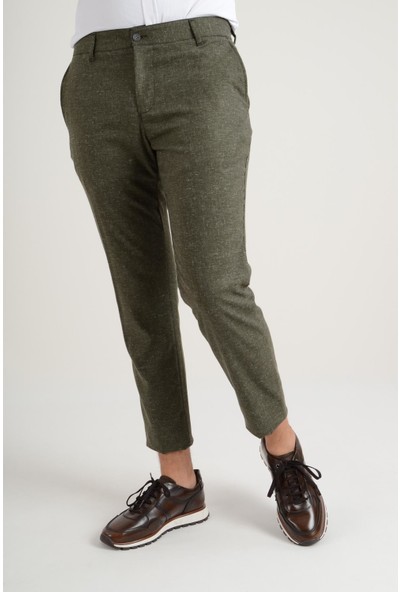 Luppo Club Keten Slim Fit Yeşil Erkek Pantolon