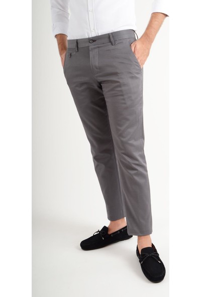 Luppo Club Kroko Kumaş Slim Fit Gri Erkek Pantolon Riva