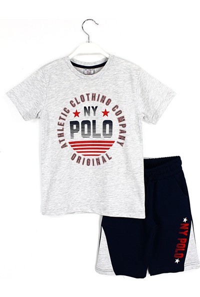 Ny. Polo Erkek Çocuk Tshirt Kapri 2'li Polo Takım Gri