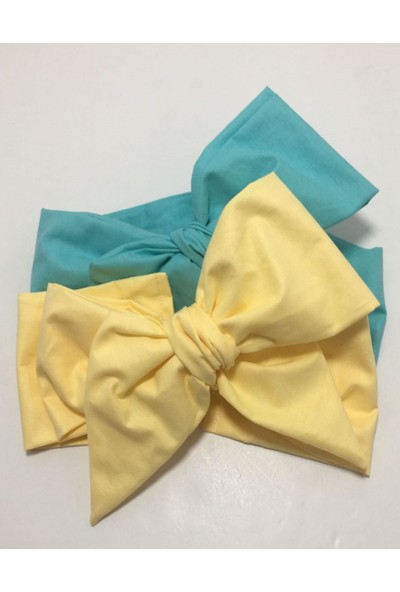 Özge Başaran Bandana 2 Adet Sarı ve Mint Fiyonklu