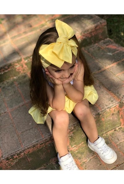 Özge Başaran Bandana 2 Adet Sarı ve Mint Fiyonklu