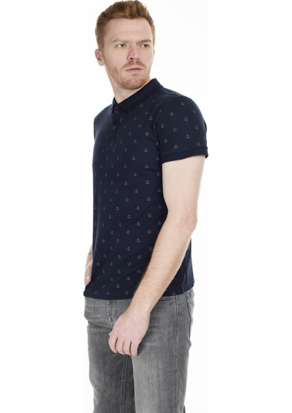 242049 Pool Lacivert Lacivert Desenli Erkek Polo T-Shirt modelleri