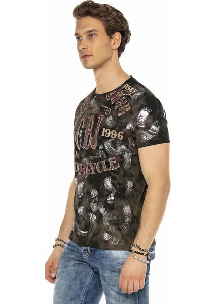 Cipo&Baxx CT560 El Boyama Simli Karanlık Kirli Renk T-Shirt fiyatları