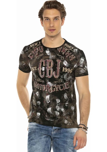Cipo&Baxx CT560 El Boyama Simli Karanlık Kirli Renk T-Shirt fırsatları