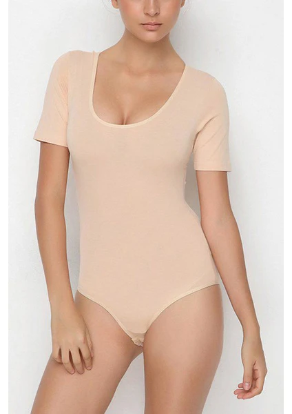 Desensiz U Yaka Kısa Kol Kadın Body / Bodysuit 2945