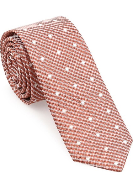 Krem Desenli Slim Kravat- Skaı-3