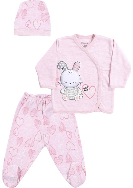 Tavşan Desenli 3 Parça Oluşan Kız Pijama Takımı