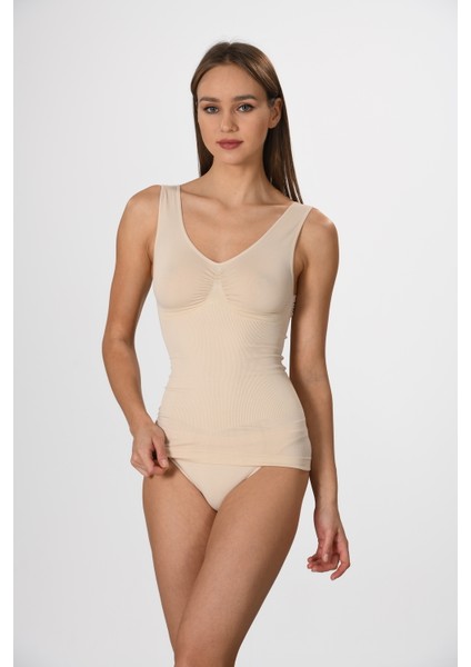 Kalın Askılı 16428 Örme Seamless Dikişsiz Soft Basic Kadın Toparlayıcı Korse Atlet