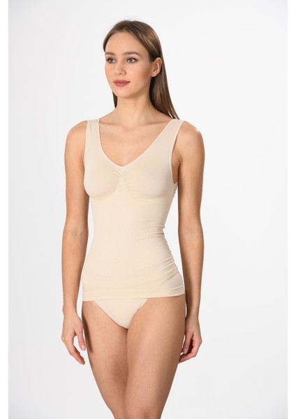 Kalın Askılı 16428 Örme Seamless Dikişsiz Soft Basic Kadın Toparlayıcı Korse Atlet