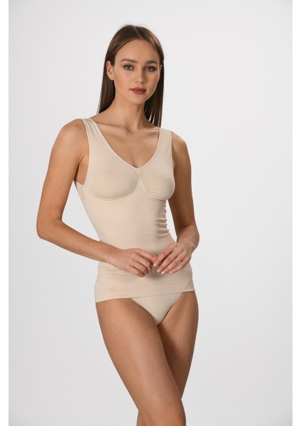 Kalın Askılı 16428 Örme Seamless Dikişsiz Soft Basic Kadın Toparlayıcı Korse Atlet