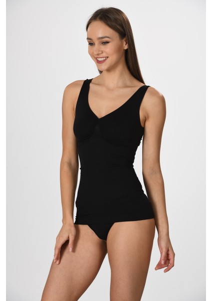 Kalın Askılı 16428 Örme Seamless Dikişsiz Soft Basic Kadın Toparlayıcı Korse Atlet
