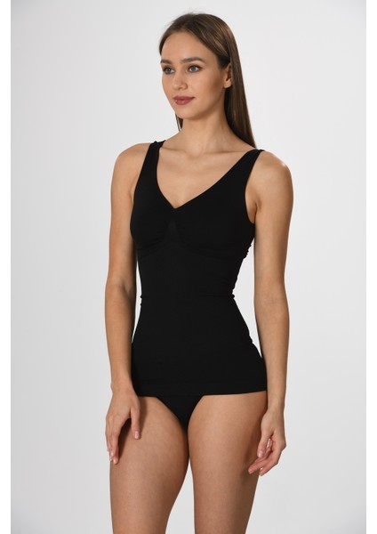 Kalın Askılı 16428 Örme Seamless Dikişsiz Soft Basic Kadın Toparlayıcı Korse Atlet