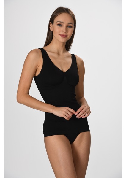 Kalın Askılı 16428 Örme Seamless Dikişsiz Soft Basic Kadın Toparlayıcı Korse Atlet