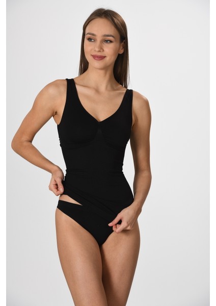 Kalın Askılı 16428 Örme Seamless Dikişsiz Soft Basic Kadın Toparlayıcı Korse Atlet