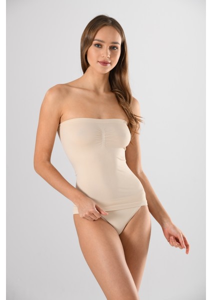Büzgülü Straples Uzun 11040 Örme Seamless Dikişsiz Soft Basic Kadın Atlet