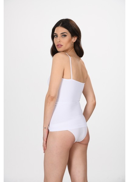 Ince Ip Askılı 1602 Örme Seamless Dikişsiz Soft Basic Kadın Korsajlı Atlet